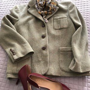 Lauren Ralph Lauren Green Tweed Blazer Sz 14